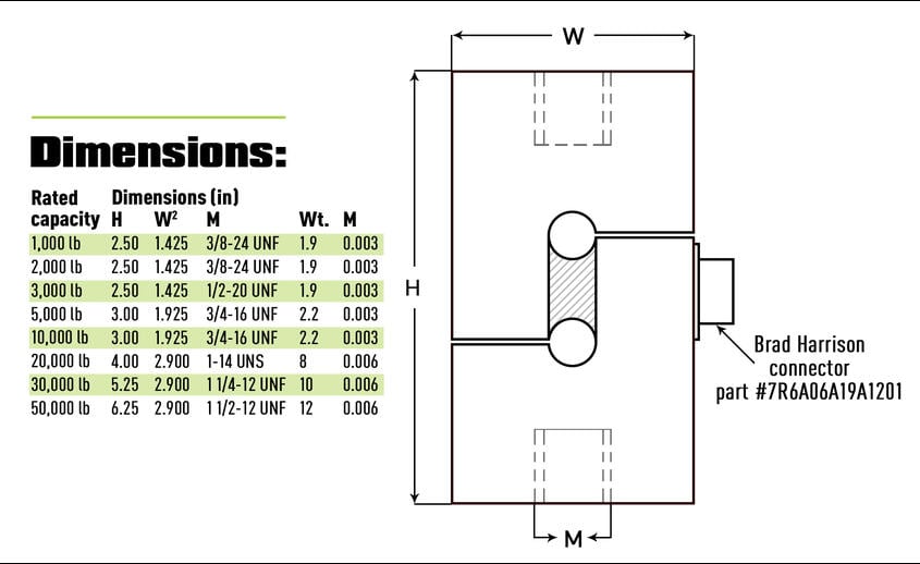 hrs load cell diagram and dimensions