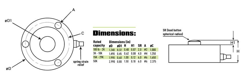 xbd load cell diagram and dimensions