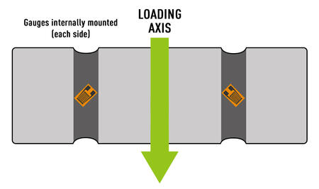 illustration of load pin with strain gauges visible