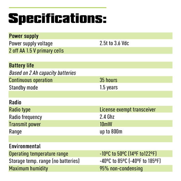 Product specification sheet for Model T24-HR wireless load cell