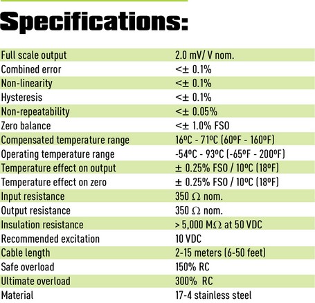 hrs load cell specifications