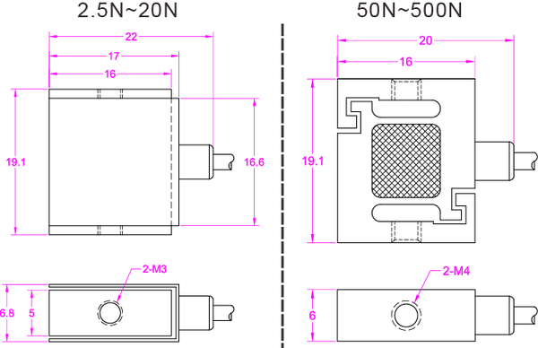Miniature S-Type Load Cell Dimensions